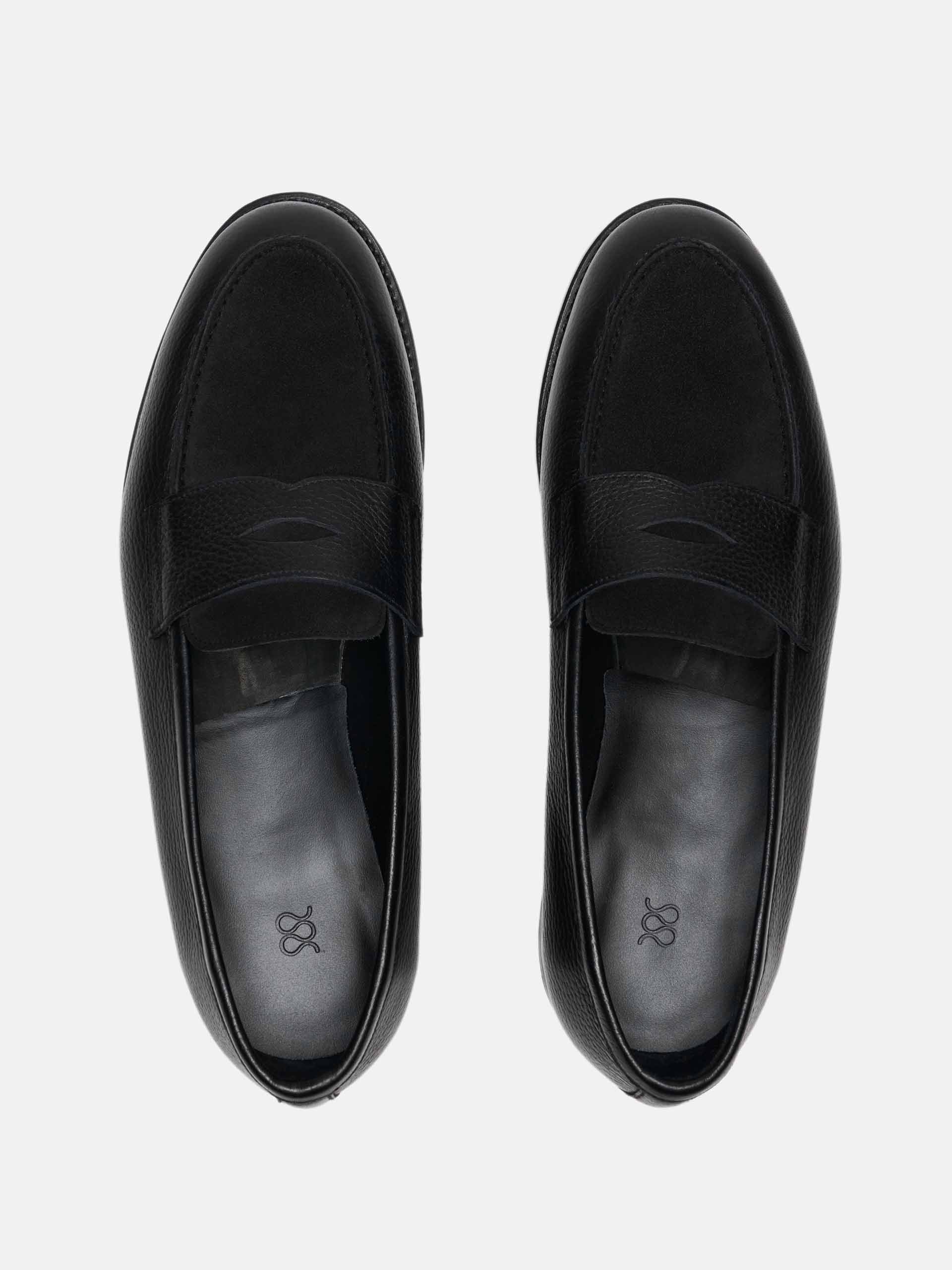 The Penny Loafer - Black Grain & Black Suede