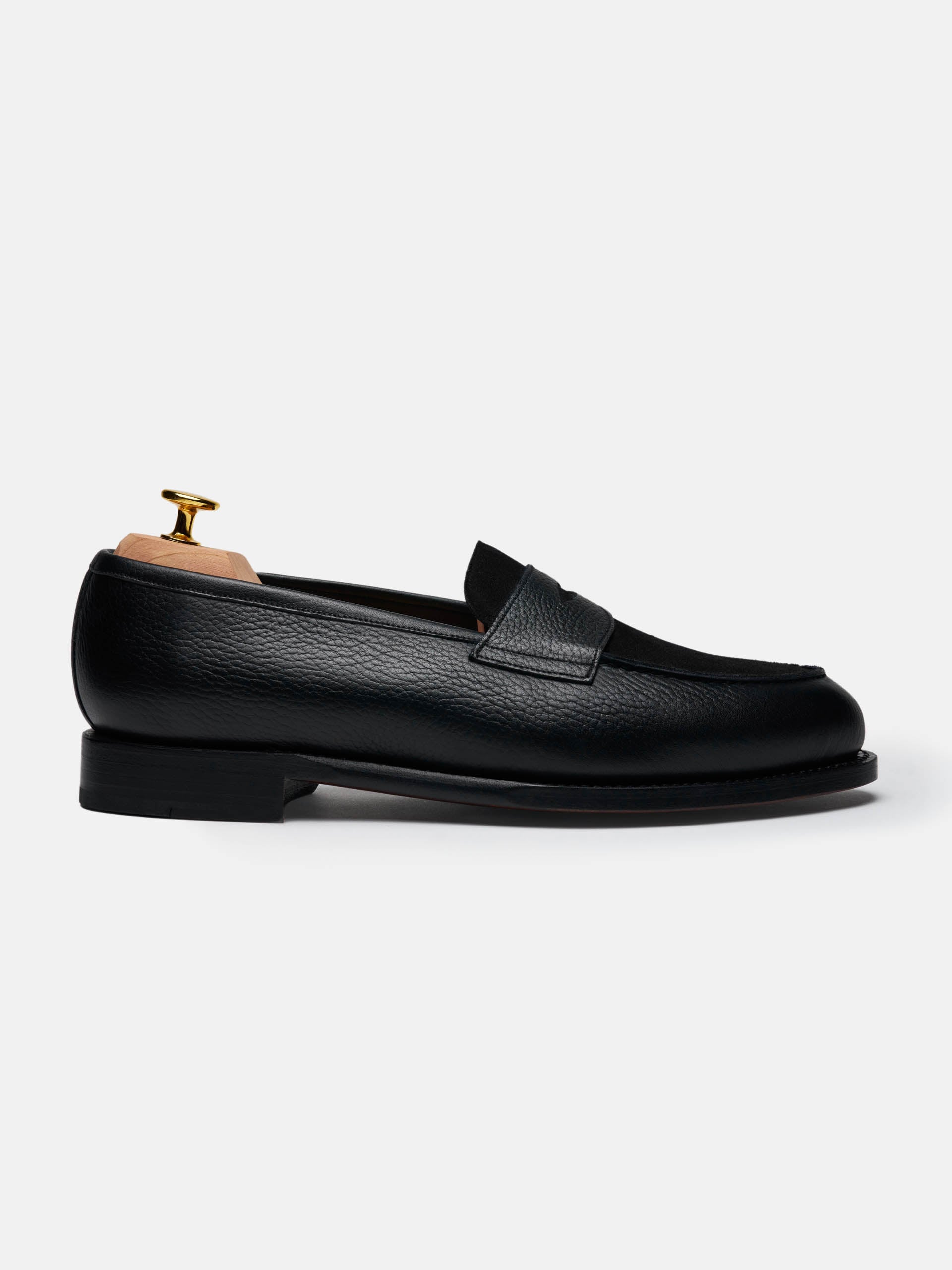 The Penny Loafer - Black Grain & Black Suede
