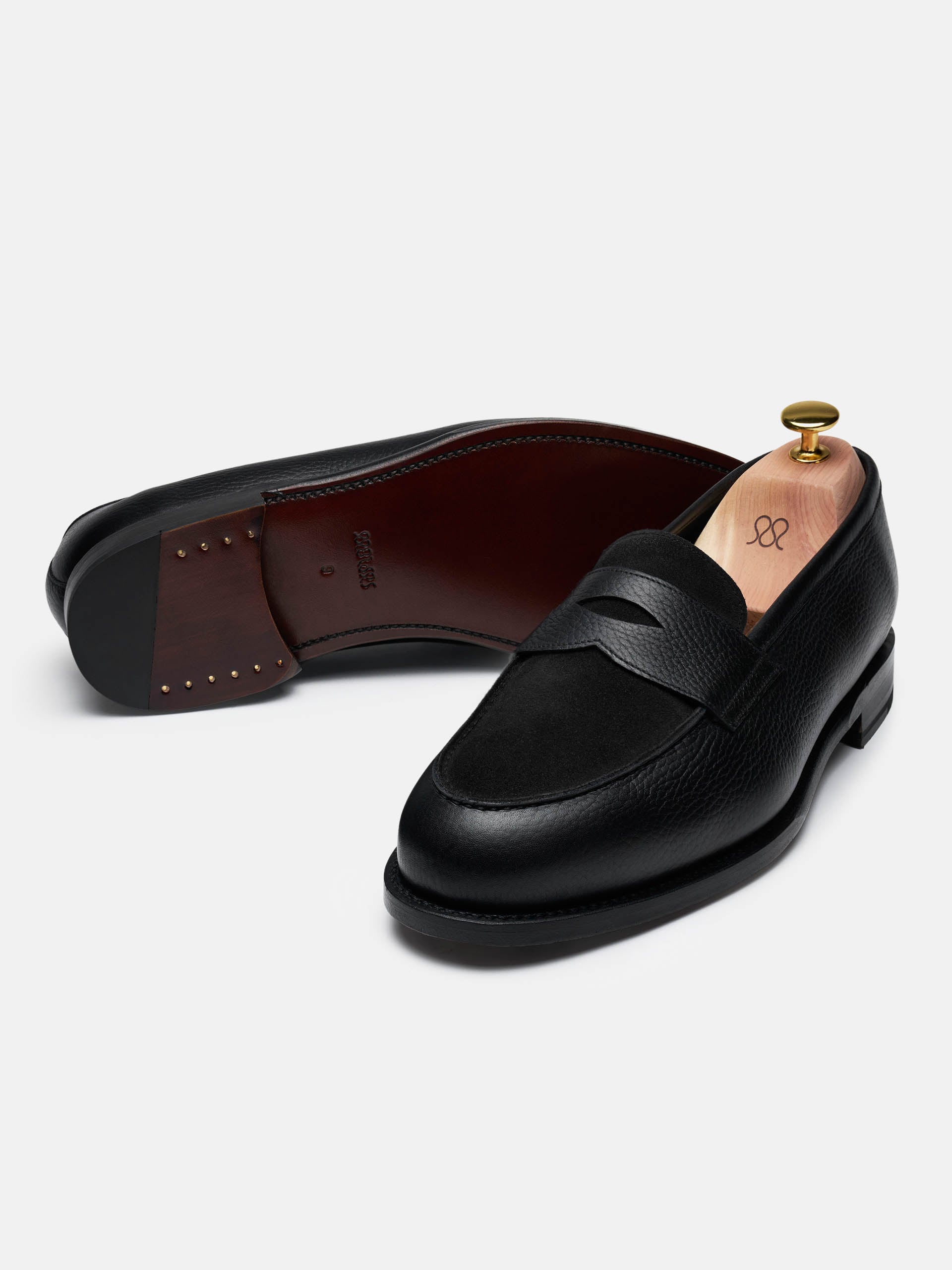 The Penny Loafer - Black Grain & Black Suede